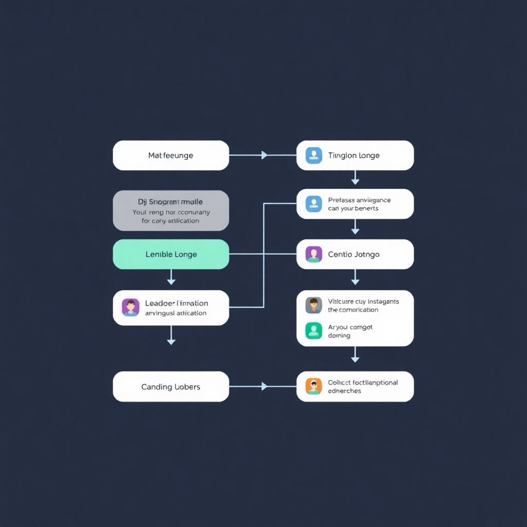 Develop an image demonstrating the streamlined workflow using an AI-powered multilingual virtual assistant. Show clearly how it reduces bottlenecks and improves the speed of communication. The image should use a modern, flowchart-style design.